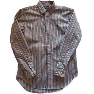 Ralph Lauren Classic Fit Striped Button Down Dress Shirt Men 15.5 34/35 Colorful